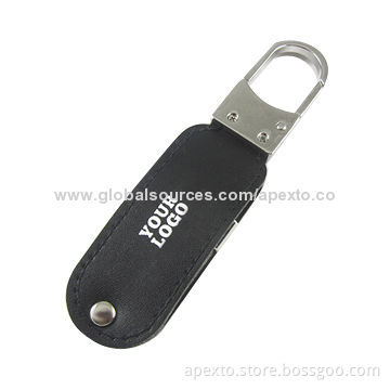 Leather Swivel USB Flash Drive with 16GB Storage Capacity, Supports Password and Bootable Function